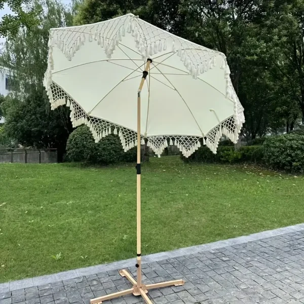 Tear-Resistant White Iron Outdoor Umbrella - Image 4