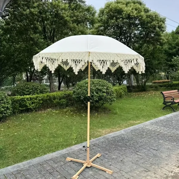Tear-Resistant White Iron Outdoor Umbrella - Image 3