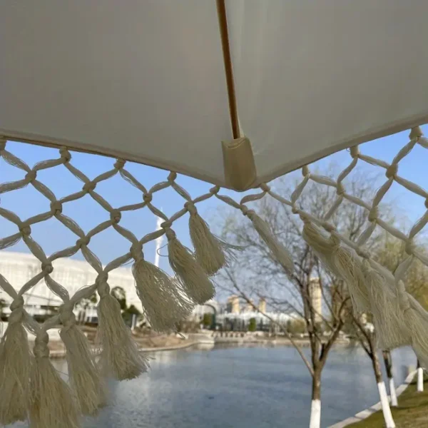 Tear-Resistant White Iron Outdoor Umbrella - Image 5