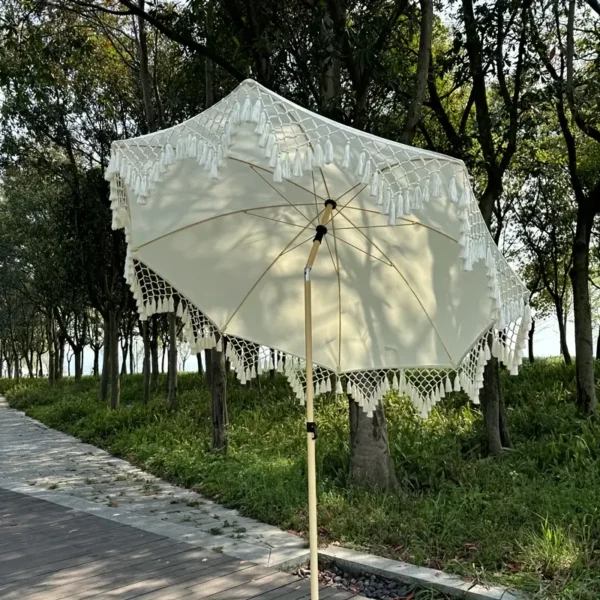 Tear-Resistant White Iron Outdoor Umbrella - Image 2